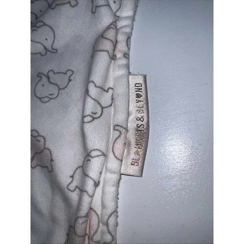 Blankets & Beyond Gray & White & Pink Elephant Lovey Security Blanket